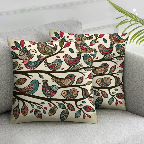 Ulloord Pillow Cover Blue Butterfly Tree Branch Brown Parks Orange Floral Flower Bird Drative Throw Pillow Case for Sofa Car Bedding Dration