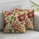 Ulloord Decorative Square Throw Pillow Cover Linen Stem Meadow Flower Nature Petal Branch Pattern Textures Color Pillow Case for Couch Sofa Home Decoration