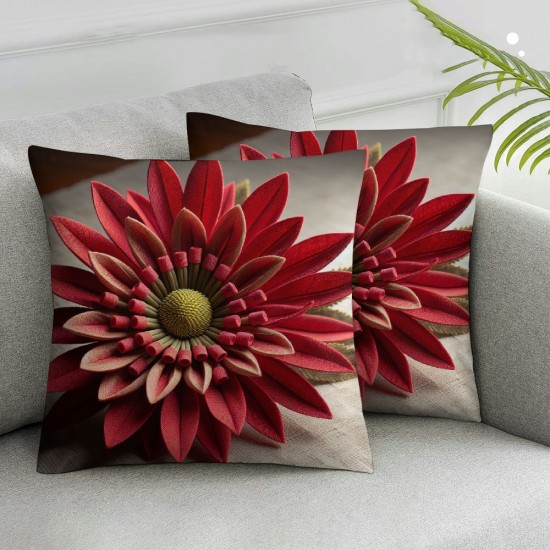 Throw Pillow Cover Linen Red Gerbera One On White Petal Flower Objects Detail Decorative Square Pillow Case for Couch Sofa Home Decoration