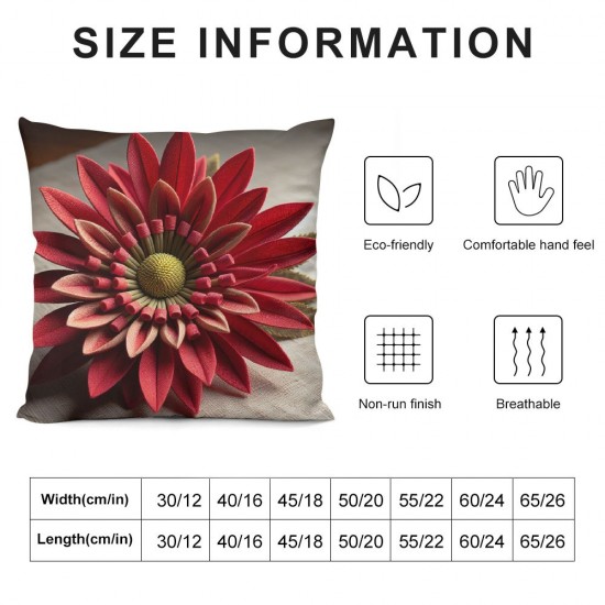 Throw Pillow Cover Linen Red Gerbera One On White Petal Flower Objects Detail Decorative Square Pillow Case for Couch Sofa Home Decoration