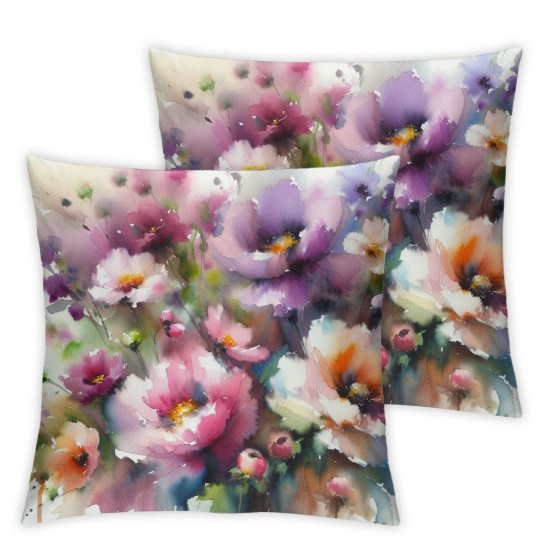 Ulloord Pillow Cover Pattern Beautiful Peony Flower Watercolor Floral Nature Painting Spring Summer Decorative Linen Throw Pillow Case for Sofa Car Bedding Decoration