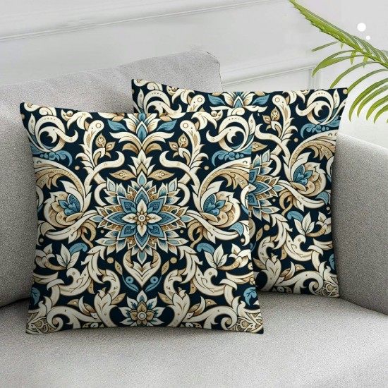 Ulloord Pillow Cover Pattern Floral Design Decorative Linen Throw Pillow Case for Sofa Car Bedding Decoration