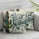 Ulloord Throw Pillow Cover Linen Espaol Merry Christmas Title in White Holidays Tree Decorative Square Pillow Case for Couch Sofa Home Decoration