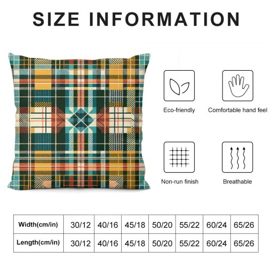 Ulloord Throw Pillow Cover Scottish Pattern Texture Abstract Textures Decorative Square Pillow Case for Couch Sofa Home Decoration