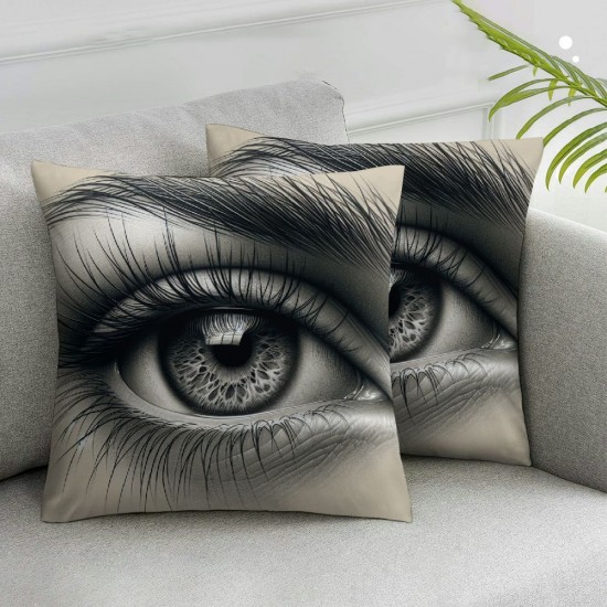 Ulloord Throw Pillow Cover Linen Woman Eye Eyebrows Makeup Look Line People Eyebrow Fashion Design Decorative Square Pillow Case for Couch Sofa Home Decoration