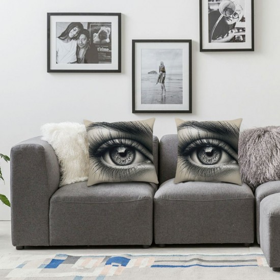 Ulloord Throw Pillow Cover Linen Woman Eye Eyebrows Makeup Look Line People Eyebrow Fashion Design Decorative Square Pillow Case for Couch Sofa Home Decoration