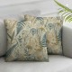 Ulloord Throw Pillow Cover Linen Pattern Nvector Herb Summer Fern Leaf Drawn Leaves Decorative Square Pillow Case for Couch Sofa Home Decoration