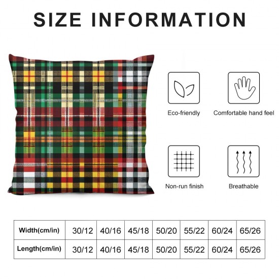 Ulloord Throw Pillow Cover Classic Textile Scottish Blanket Pattern Texture Abstract Textures Decorative Square Pillow Case for Couch Sofa Home Decoration