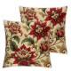 Ulloord Decorative Square Throw Pillow Cover Linen Stem Silhouette Red Bud Geraniums Meadow Flower Nature Petal Branch Blossom Pattern Textures Color Pillow Case for Couch Sofa Home Decoration