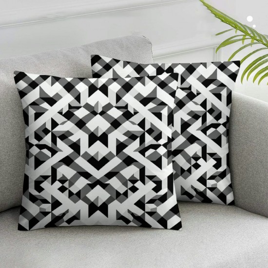 Ulloord Throw Pillow Cover Linen Ground Tiles Black Repeat White Pattern Row Seamless Abstract Backdrop Textures Decorative Square Pillow Case for Couch Sofa Home Decoration