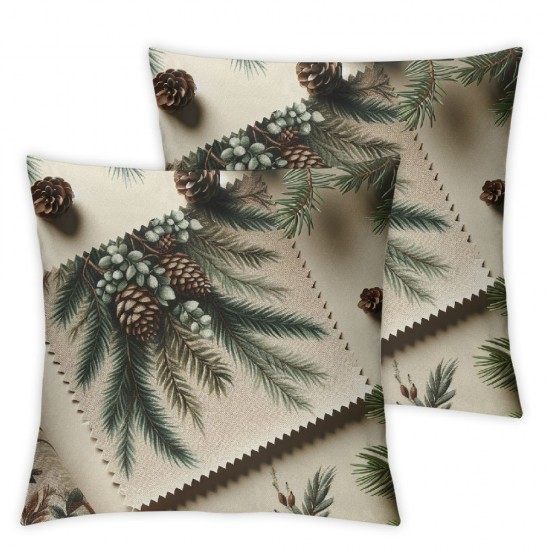 Ulloord Throw Pillow Cover Linen Collection Christmas Fir Tree New Decor Celebrate Green Year Decorative Square Pillow Case for Couch Sofa Home Decoration