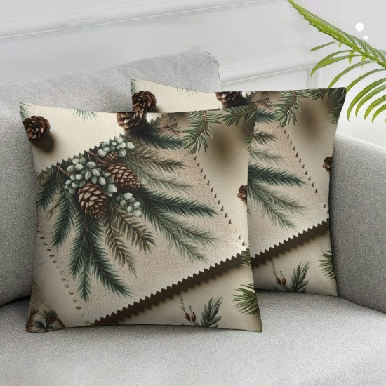 Ulloord Throw Pillow Cover Linen Collection Christmas Fir Tree New Decor Celebrate Green Year Decorative Square Pillow Case for Couch Sofa Home Decoration