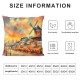 Ulloord Throw Pillow Cover Linen Outdoors Oil Painting Moulin Design Rouge Paris Parks Impressionism Square Pillow Case for Couch Sofa Home Decoration