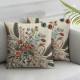 Ulloord Decorative Square Throw Pillow Cover Linen with Rose Flowers Fun Bird Wings Vintage Signs Valentine Patch Secret Objects Pillow Case for Couch Sofa Home Decoration