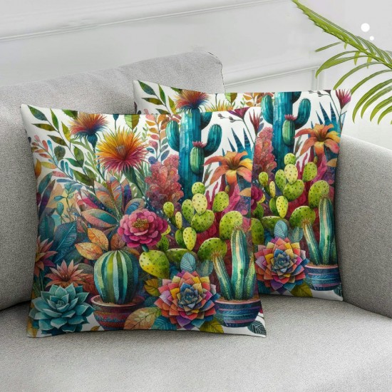 Ulloord Pillow Cover ing Colorful Plant Decorative Linen Throw Pillow Case for Sofa Car Bedding Decoration