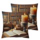 Ulloord Pillow Cover Bird Old Library Oil Painting in Fire Work Animals case seller shelf Decorative Linen Throw Pillow Case for Sofa Car Bedding Decoration