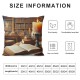 Ulloord Pillow Cover Bird Old Library Oil Painting in Fire Work Animals case seller shelf Decorative Linen Throw Pillow Case for Sofa Car Bedding Decoration