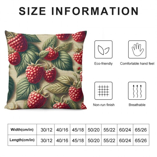 Ulloord Throw Pillow Cover Linen Summer Pattern Diet Products Design Filling Wrapping Decorative Square Pillow Case for Couch Sofa Home Decoration