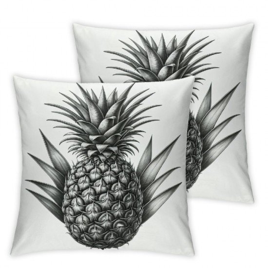 Ulloord Decorative Square Throw Pillow Cover Linen Cut Composition Tropical Plant Design Banana Nature White Holidays Comosus Pillow Case for Couch Sofa Home Decoration