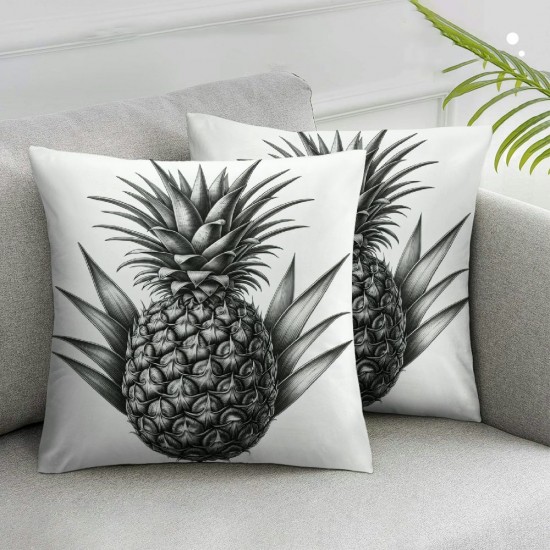 Ulloord Decorative Square Throw Pillow Cover Linen Cut Composition Tropical Plant Design Banana Nature White Holidays Comosus Pillow Case for Couch Sofa Home Decoration