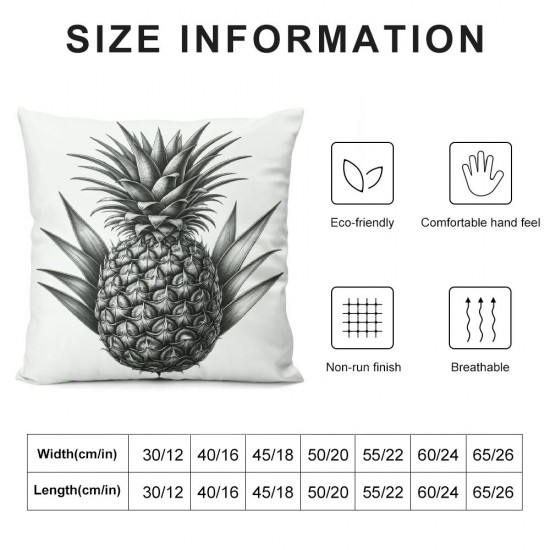 Ulloord Decorative Square Throw Pillow Cover Linen Cut Composition Tropical Plant Design Banana Nature White Holidays Comosus Pillow Case for Couch Sofa Home Decoration