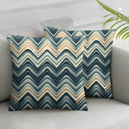 Decorative Square Throw Pillow Cover Linen Texture Gray Zag Geometric Stripes Pattern Black White in Abstract Design Textures Pillow Case for Couch Sofa Home Decoration