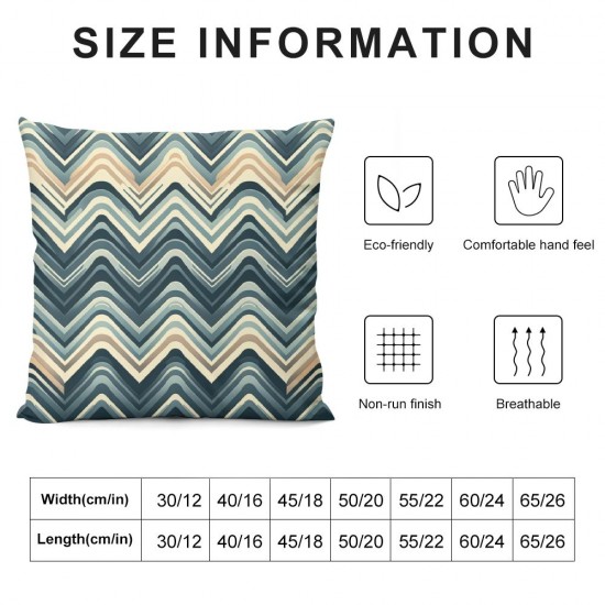 Decorative Square Throw Pillow Cover Linen Texture Gray Zag Geometric Stripes Pattern Black White in Abstract Design Textures Pillow Case for Couch Sofa Home Decoration