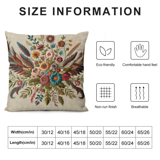 Ulloord Decorative Square Throw Pillow Cover Linen with Rose Flowers Fun Bird Wings Vintage Signs Valentine Patch Secret Objects Pillow Case for Couch Sofa Home Decoration