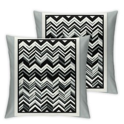 Decorative Square Throw Pillow Cover Linen Texture Vintage Gray Chevron Zag Geometric Stripes Pattern Black White in Abstract Design Textures Pillow Case for Couch Sofa Home Decoration