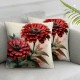 Ulloord Pillow Cover Pink Beauty Zinnia Flower On Red White Water Transportation Floral Garden Botany Bulletin Nature Decorative Linen Throw Pillow Case  for Sofa Car Bedding Decoration