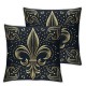 Ulloord Pillow Cover Pattern Fleurde On Dark Abstract Black De Fleur Lis Decorative Linen Throw Pillow Case for Sofa Car Bedding Decoration