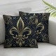 Ulloord Pillow Cover Pattern Fleurde On Dark Abstract Black De Fleur Lis Decorative Linen Throw Pillow Case for Sofa Car Bedding Decoration