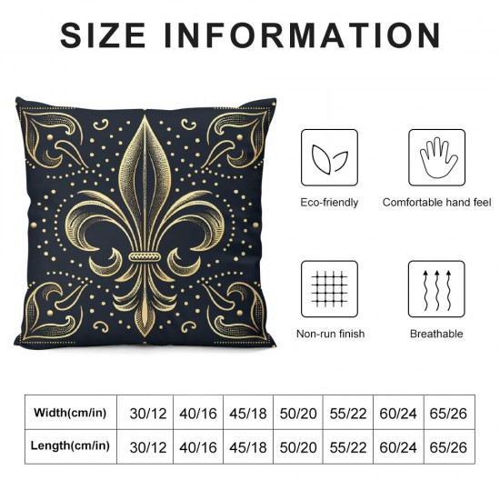 Ulloord Pillow Cover Pattern Fleurde On Dark Abstract Black De Fleur Lis Decorative Linen Throw Pillow Case for Sofa Car Bedding Decoration