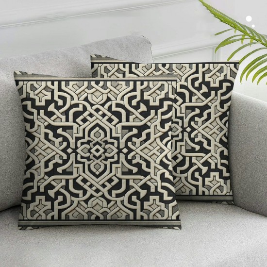 Ulloord Throw Pillow Cover Linen Floor Decor Gray Color Style Pattern Ornament Texture Abstract Textures Geometric Damask Concept Decorative Square Pillow Case for Couch Sofa Home Decoration