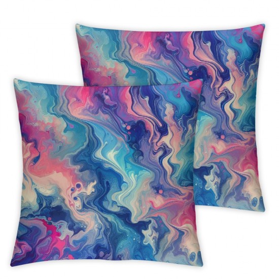 Ulloord Pillow Cover Watercolor Paint Overflow Abstract Pink Blue Colorful Ink Color Rainbow Vibrant Mixture Pattern Decorative Linen Throw Pillow Case  for Sofa Car Bedding Decoration