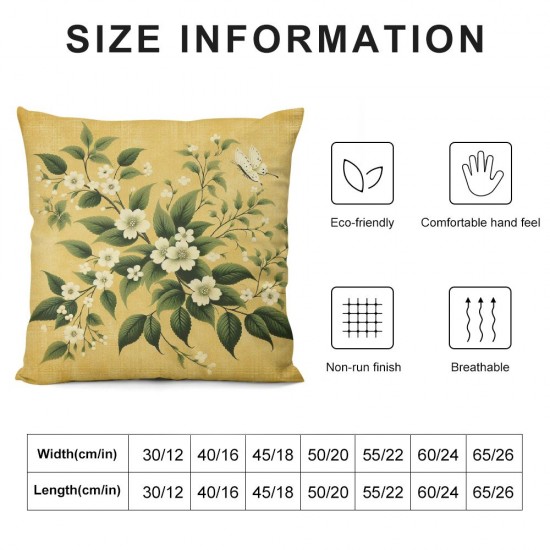 Ulloord Pillow Cover Season Japanese Beautiful Flower Space Copy Decorative Linen Throw Pillow Case for Sofa Car Bedding Decoration