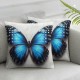 Ulloord Pillow Cover Blue Butterfly Flying Wings Animals Pattern Natural Close Navy Nature Texture Decorative Linen Throw Pillow Case for Sofa Car Bedding Decoration