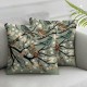 Ulloord Pillow Cover Blue Butterfly Tree Branch Brown Orange Floral Flower Bird Drative Linen Throw Pillow Case for Sofa Car Bedding Dration