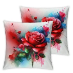 Ulloord Pillow Cover Colorful Oil Abstract Painting On Flower Roses Orange Studio Artistic Bloom Decorative Throw Pillow Case for Sofa Car Bedding Decoration