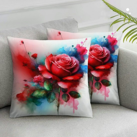 Ulloord Pillow Cover Colorful Oil Abstract Painting On Flower Roses Orange Studio Artistic Bloom Decorative Throw Pillow Case for Sofa Car Bedding Decoration