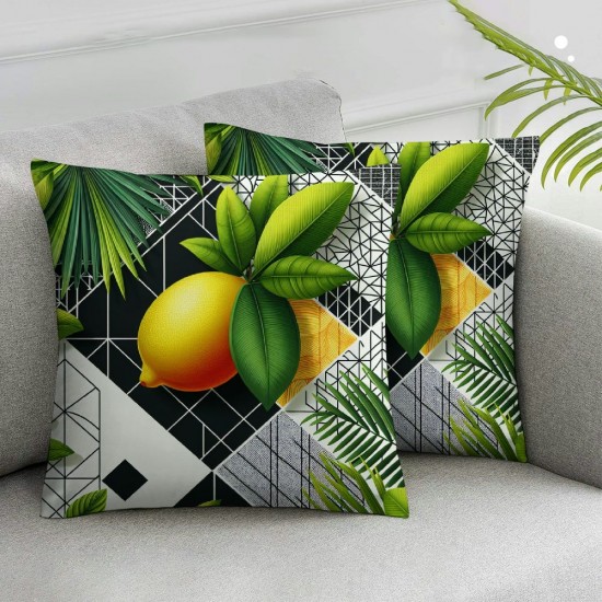 Ulloord Pillow Cover Green Succot Palm Branch Lulav Sukkot Yellow Pattern Decorative Linen Throw Pillow Case for Sofa Car Bedding Decoration