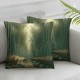 Ulloord Decorative Square Throw Pillow Cover Linen On Path Parks Outdoor Pillow Case for Couch Sofa Home Decoration