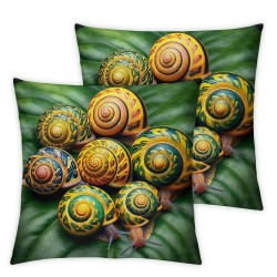 Ulloord Pillow Cover Green n Snail Polymita Picta Most Colorful Animals Wildlife Nature Red Beautiful Decorative Linen Throw Pillow Case for Sofa Car Bedding Decoration