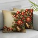 Ulloord Pillow Cover Beige Balls Border Christmas Year Family Party Greeting Retro Seasons Decorative Linen Throw Pillow Case for Sofa Car Bedding Decoration