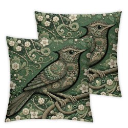 Ulloord Pillow Cover Singing Bird Cherry Color Animals Beautiful Cute Decorative Throw Pillow Case for Sofa Car Bedding Decoration