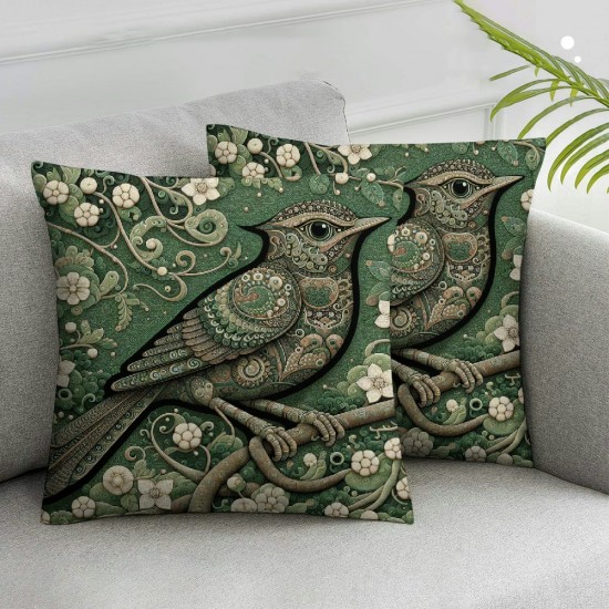 Ulloord Pillow Cover Singing Bird Cherry Color Animals Beautiful Cute Decorative Throw Pillow Case for Sofa Car Bedding Decoration