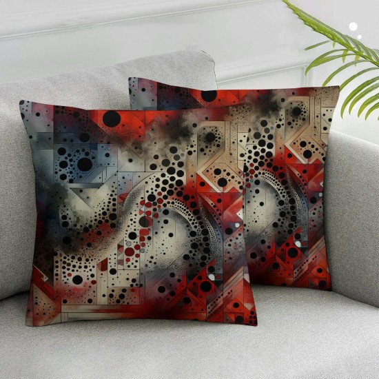 Ulloord Pillow Cover Colorful Dot Endless Leopard Geometric Pink Animal Black Brush Stain Circle Decorative Linen Throw Pillow Case for Sofa Car Bedding Decoration