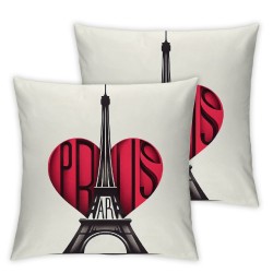 Ulloord Pillow Cover Urban Eiffel Tower Landmark Heart Symbol Shooting Hearts Landmarks Abstract Decorative Linen Throw Pillow Case for Sofa Car Bedding Decoration