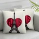 Ulloord Pillow Cover Urban Eiffel Tower Landmark Heart Symbol Shooting Hearts Landmarks Abstract Decorative Linen Throw Pillow Case for Sofa Car Bedding Decoration