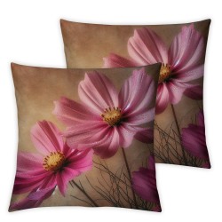 Ulloord Pillow Cover Floral Summer Borderbeautiful Pink Flower Design Concept Nature Gift Wild Decorative Linen Throw Pillow Case for Sofa Car Bedding Decoration